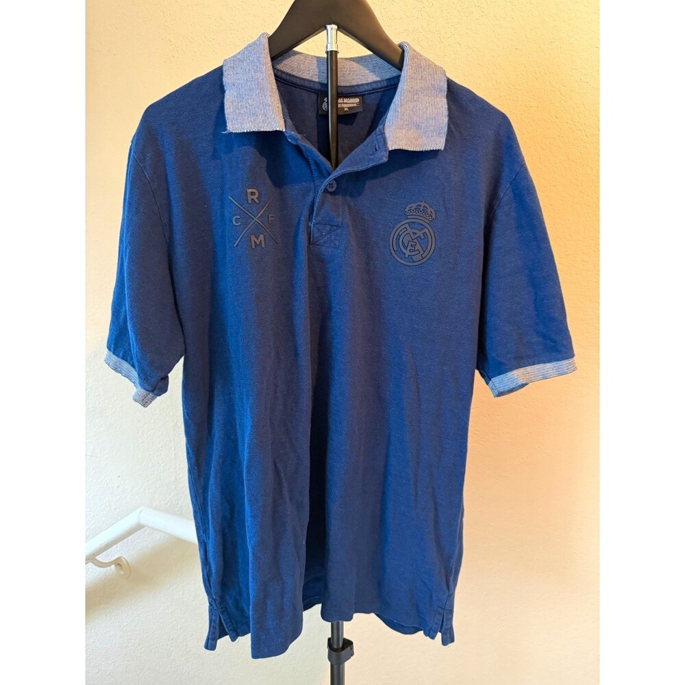 Real Madrid CF Polo Shirt Mens XL Blue Soccer Football Club Licensed